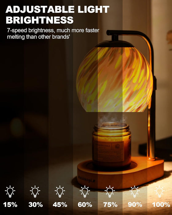 Candle Warmer Lamp with 7-Level Brighness, Adjustable Height with 2/4/8H Timer, Home Decor and Gifts for Women Mom Scented Jar - Gold