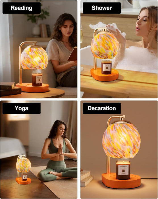 Candle Warmer Lamp with 7-Level Brighness, Adjustable Height with 2/4/8H Timer, Home Decor and Gifts for Women Mom Scented Jar - Gold