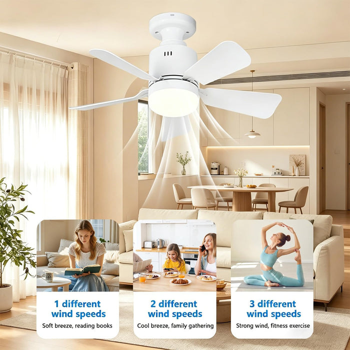 Ceiling Fan with Integrated LED Lights and Remote Control