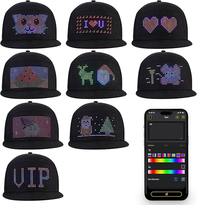 LED Hat Programmable Animated Light Baseball Cap