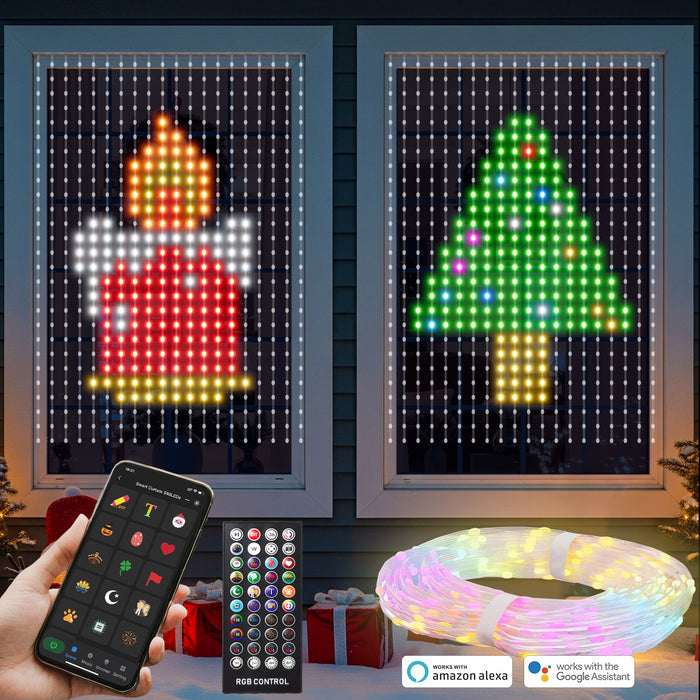 Smart Curtain Lights 540 Programmable RGBIC Fairy LED Lights 5 x 6.9ft