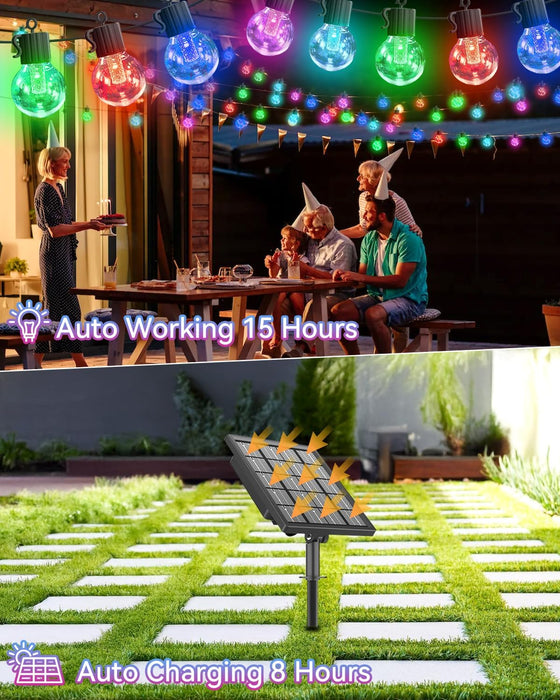 Solar String Lights Outdoor Warm White & Multicolor Hanging Lights G40 Globe 50FT 25LEDs