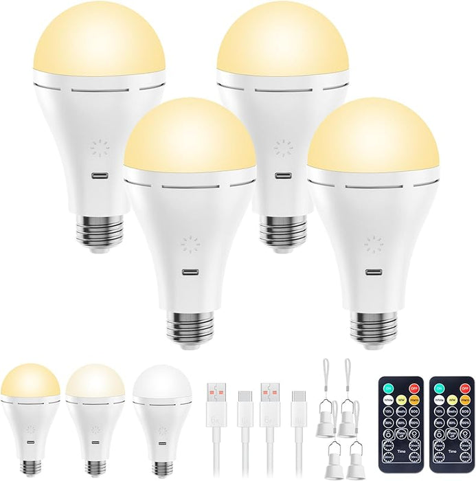 E26/E27 Rechargeable Light Bulb with Remote and Timer