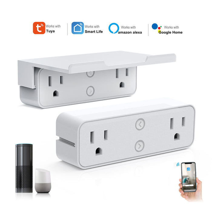 WiFi Dual Socket Smart Plug with Stand Compatile with Alexa, Google Assitant