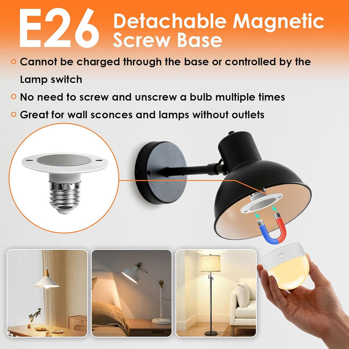 E26 Rechargeable Light Bulb with Remote and Timer RGB Warm Cool White Color