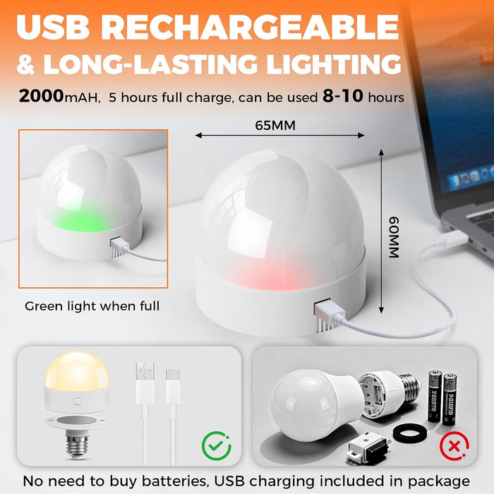 E26 Rechargeable Light Bulb with Remote and Timer RGB Warm Cool White Color