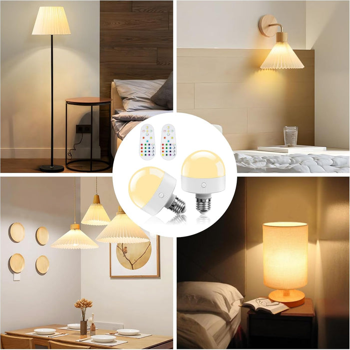 E26 Rechargeable Light Bulb with Remote and Timer RGB Warm Cool White Color