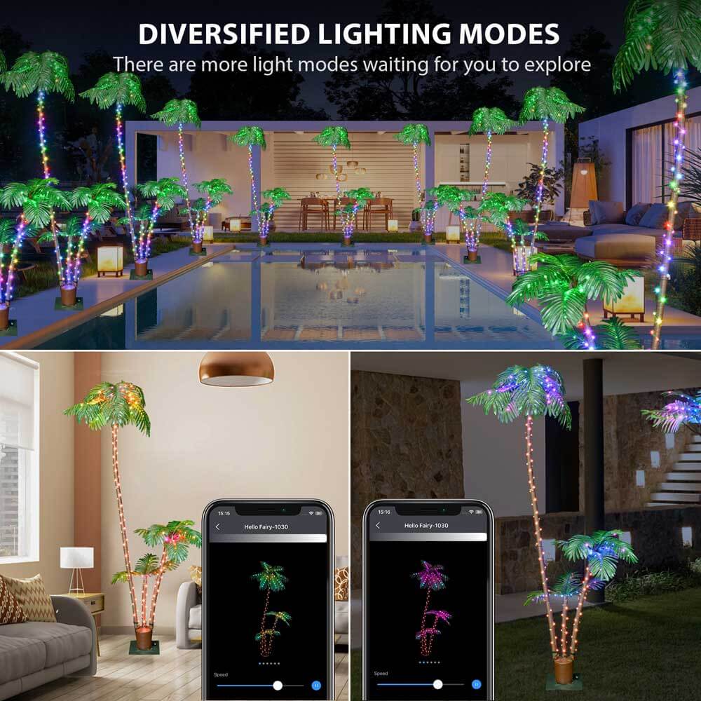 6FT/7FT Artificial Palm Trees with Smart Fairy Lights