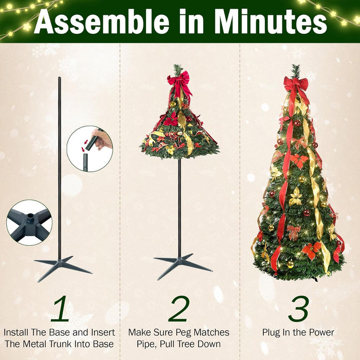 6-ft/7.5ft Prelit Collapsible Christmas Tree with Warm White Lights (Green)