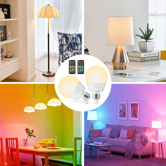 E26/E27 Rechargeable Light Bulb with Remote and Timer 2 Pack