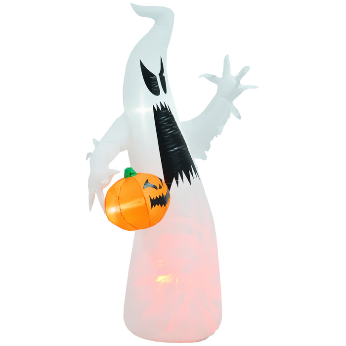 5.9' Halloween Inflatable Outdoor Decoration Ghost with Pumpkin, Blow Up LED Yard Decor for Garden, Lawn, Party, Holiday, Waterproof