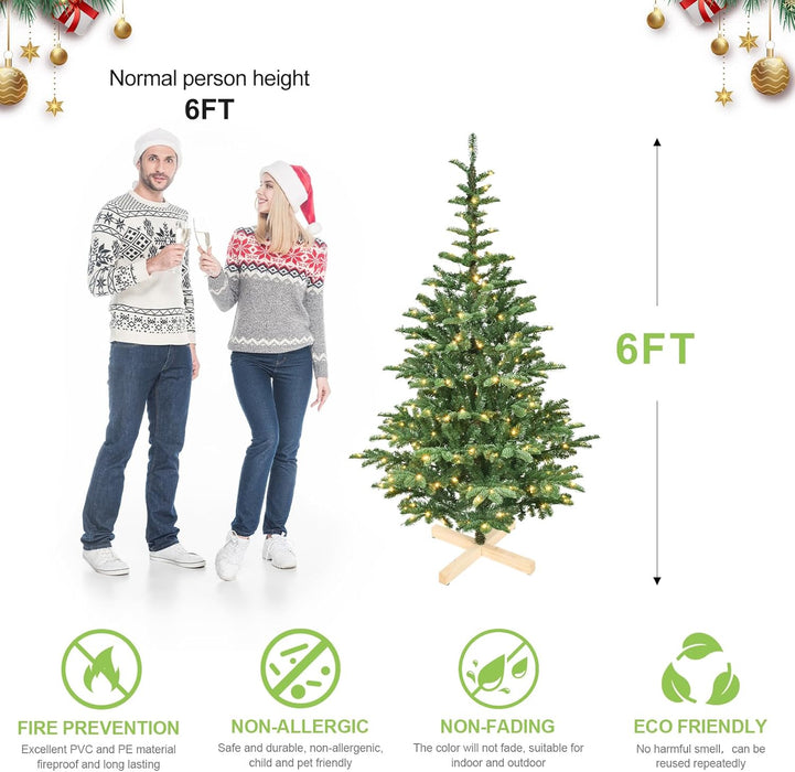 5/6/7/8FT Prelit Artificial Premium Douglas Fir Christmas Tree with Warm White Lights