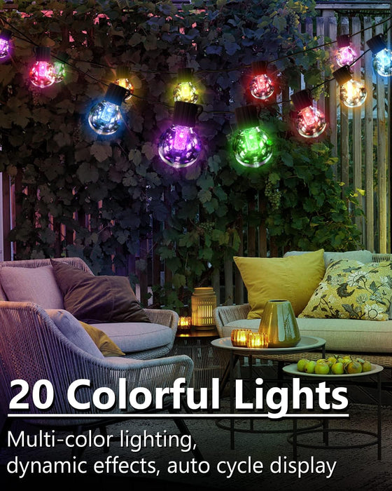 Solar String Lights App& Remote Control Patio Lights with RGB 53ft 25 LED