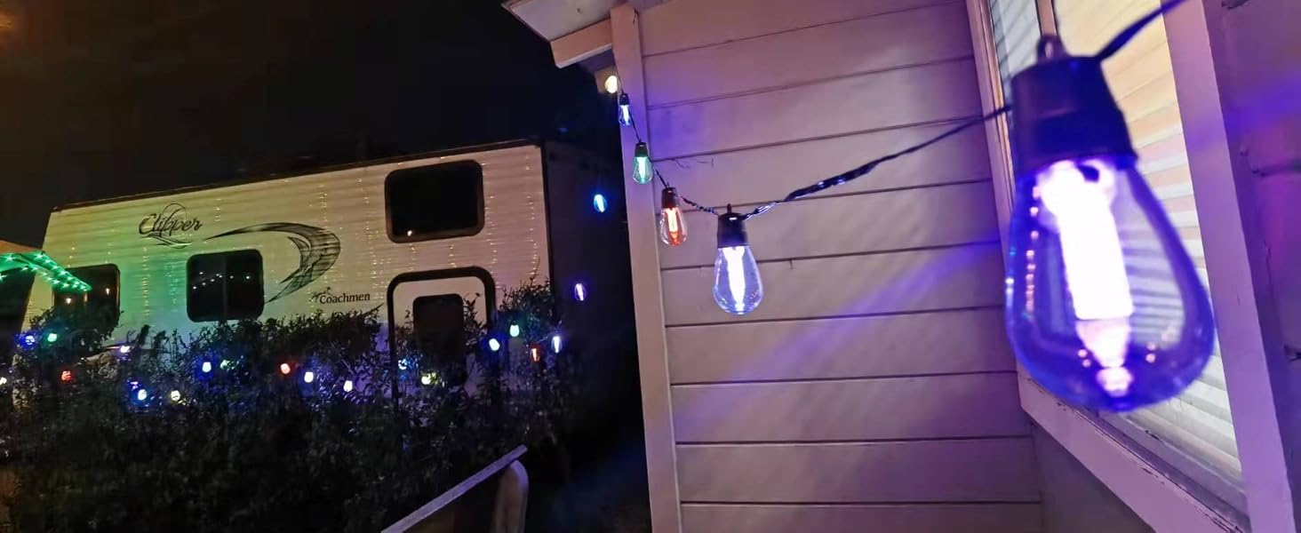 Solar String Lights App& Remote Control Patio Lights with RGB 53ft 25 LED