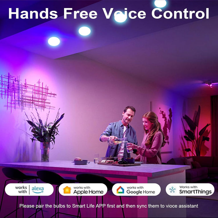 Smart WiFi GX53 Color Changing Light Bulbs Dimmable 700LM 7W - 4Pack