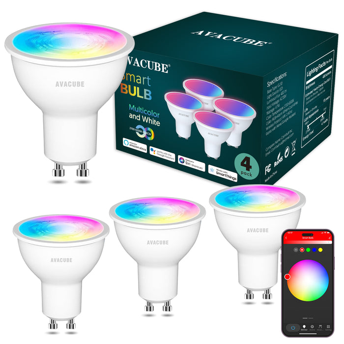 GU10 Smart LED Bulbs 2.4G WiFi Connection Works with Alexa and Google Home 4-Pack