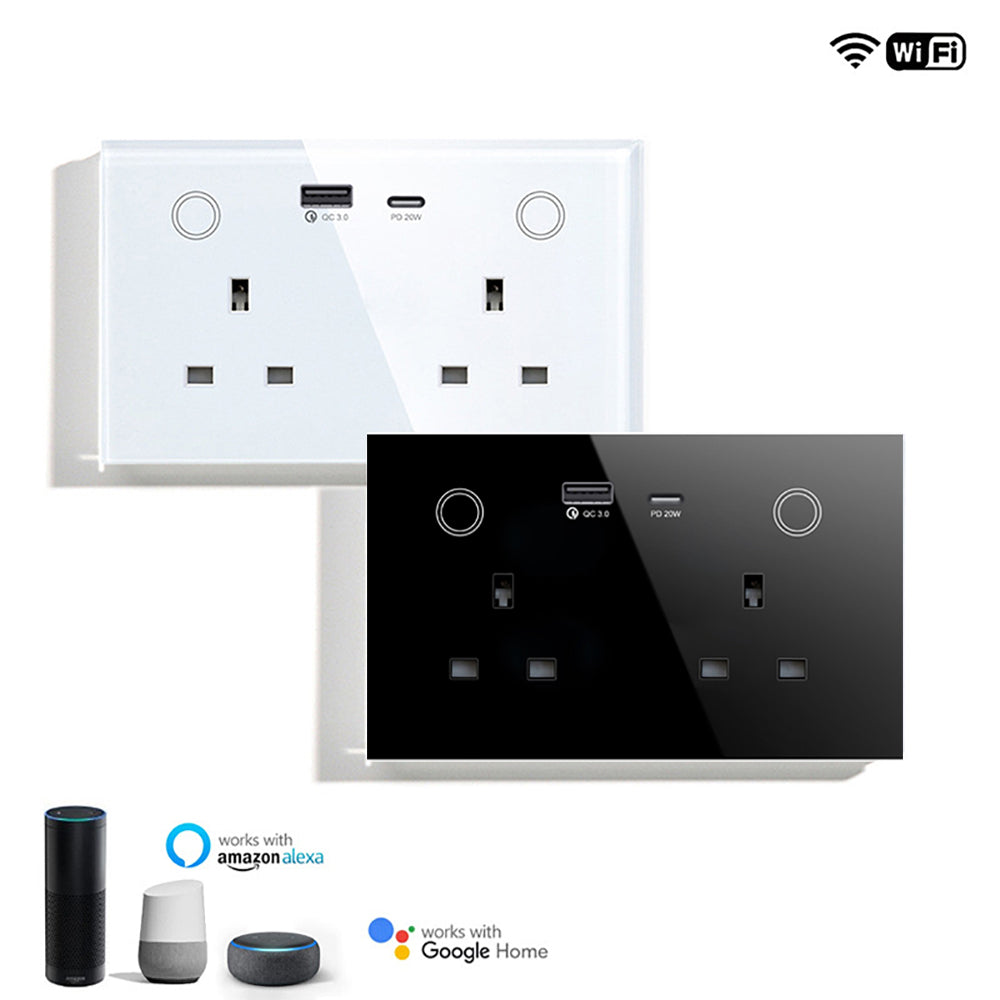 Electrical Double Switched Power Wall Plug Socket with Super Fast Char ...