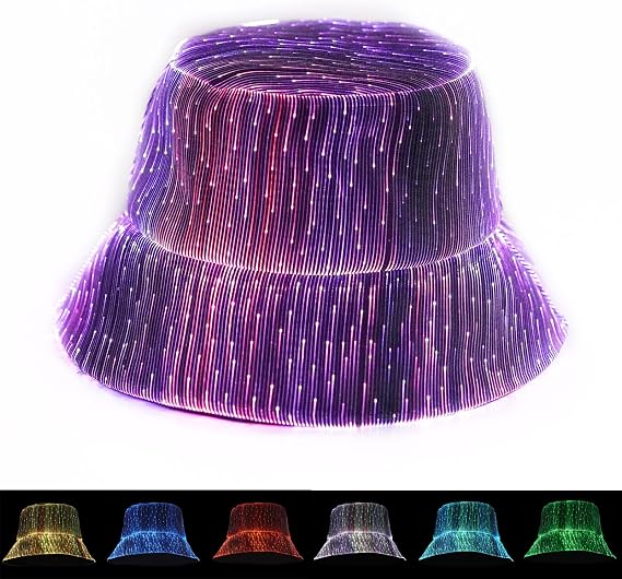 LED Rave Bucket Hat Light up Fisherman Cap Party Festival Gear