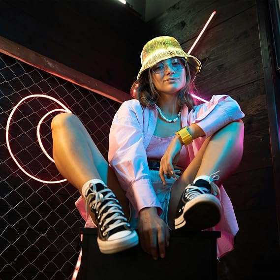 LED Rave Bucket Hat Light up Fisherman Cap Party Festival Gear