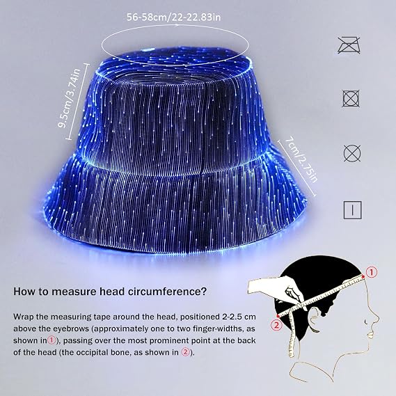 LED Rave Bucket Hat Light up Fisherman Cap Party Festival Gear