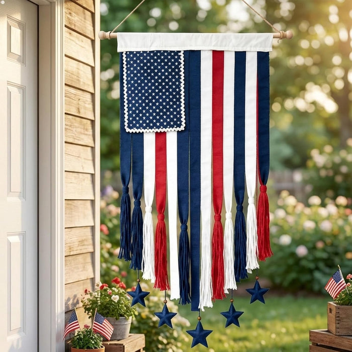 Patriotic Decoration Rag Lighted American Flag Banner 50×27in