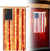 American flag-themed curtain with lights on a white background