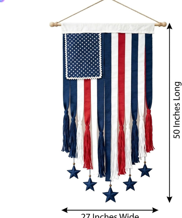 Patriotic Decoration Rag Lighted American Flag Banner 50×27in