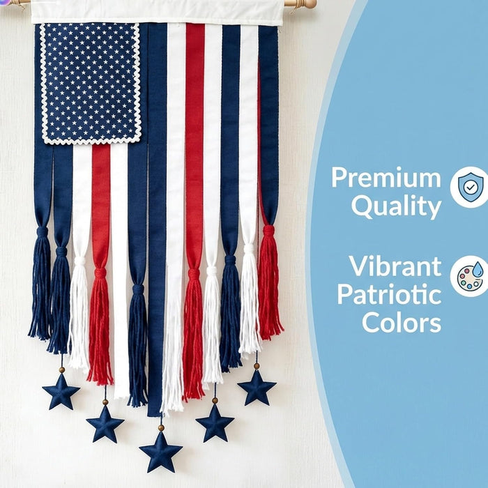 Patriotic Decoration Rag Lighted American Flag Banner 50×27in