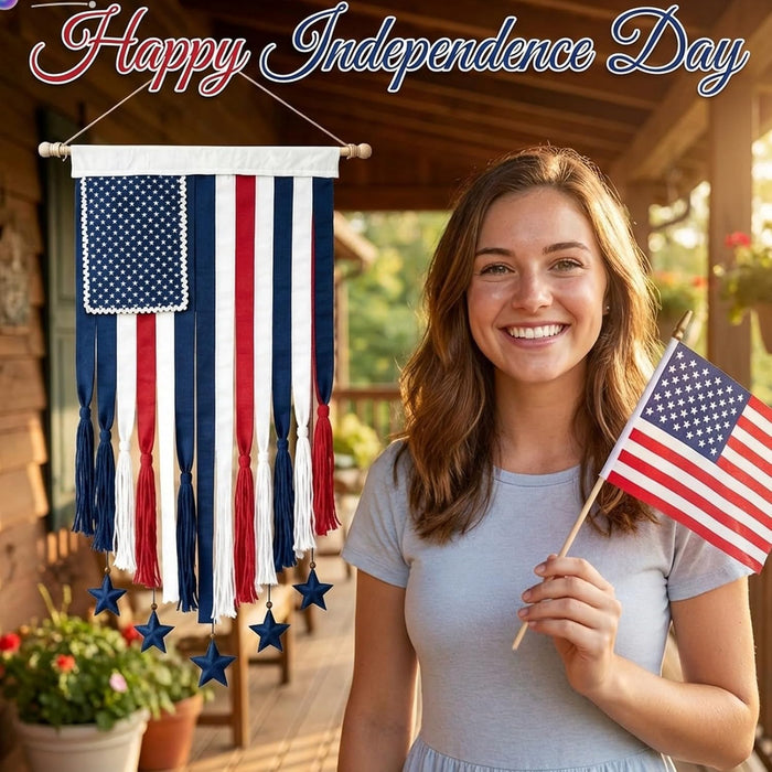 Patriotic Decoration Rag Lighted American Flag Banner 50×27in