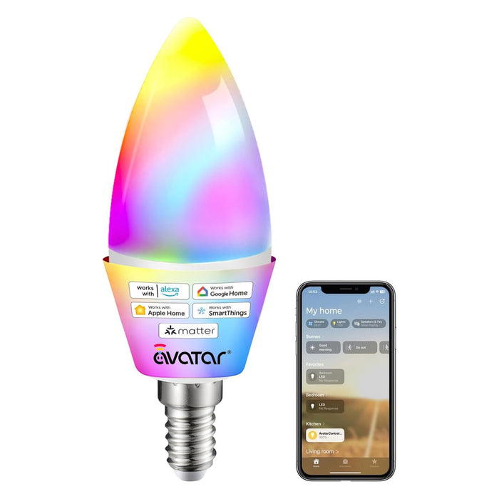 E12 Smart Candelabra Light Bulbs Matter-enabled Compatible with Apple Home/Amazon Alexa/Google Home