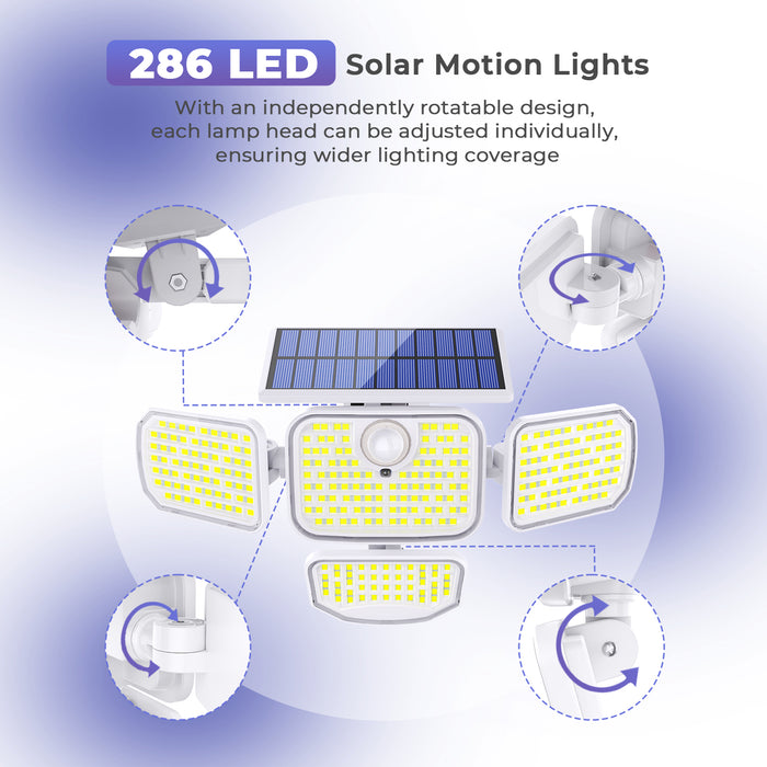 Solar Powered Outdoor Motion Sensor Lights - White