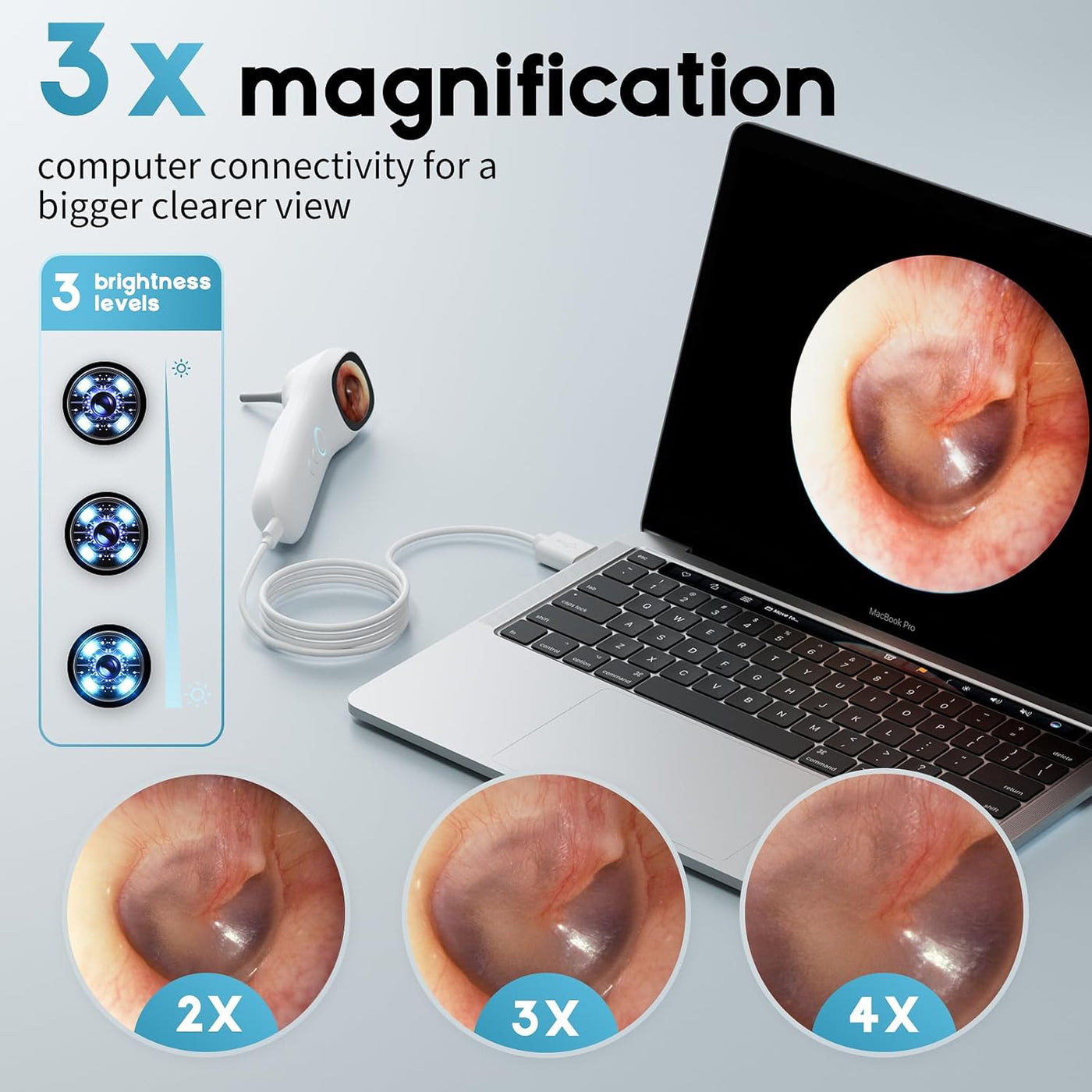 Otoscope Ear Camera with 1.21” Screen, 1080P Ear Scope with 4 LED Ligh ...