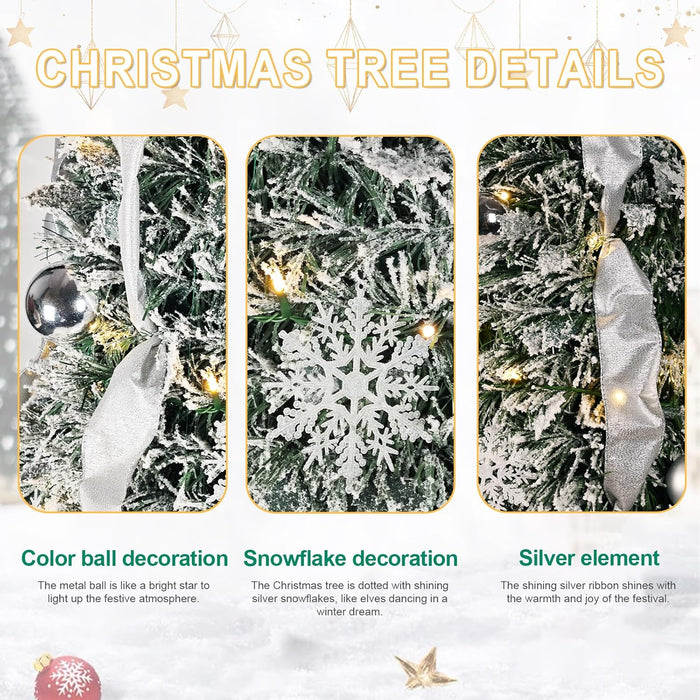 6-ft/7.5ft Prelit Collapsible Christmas Tree with Warm White Lights (Silver)