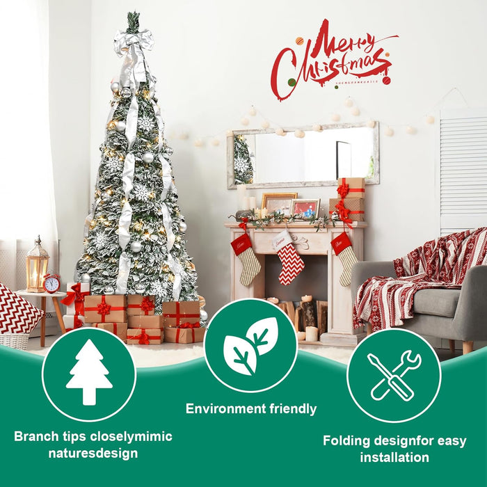 6-ft/7.5ft Prelit Collapsible Christmas Tree with Warm White Lights (Silver)