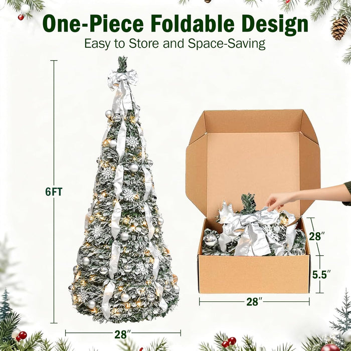 6-ft/7.5ft Prelit Collapsible Christmas Tree with Warm White Lights (Silver)