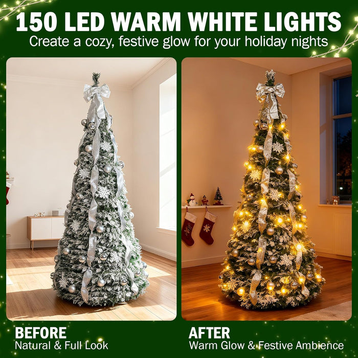 6-ft/7.5ft Prelit Collapsible Christmas Tree with Warm White Lights (Silver)