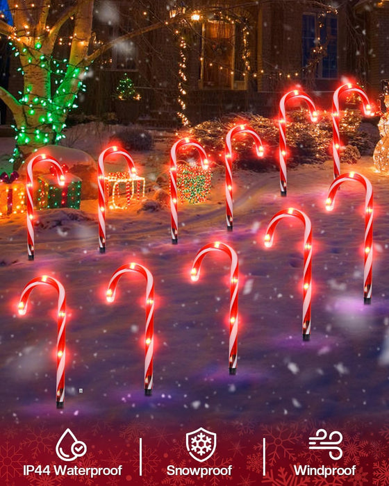2 Pack Smart Candy Cane Pathway Lights, LED Candy Cane Lights with APP Control, Dimming, Timer, DIY, Color Changing Christmas Decoration for Yard Patio Walkway