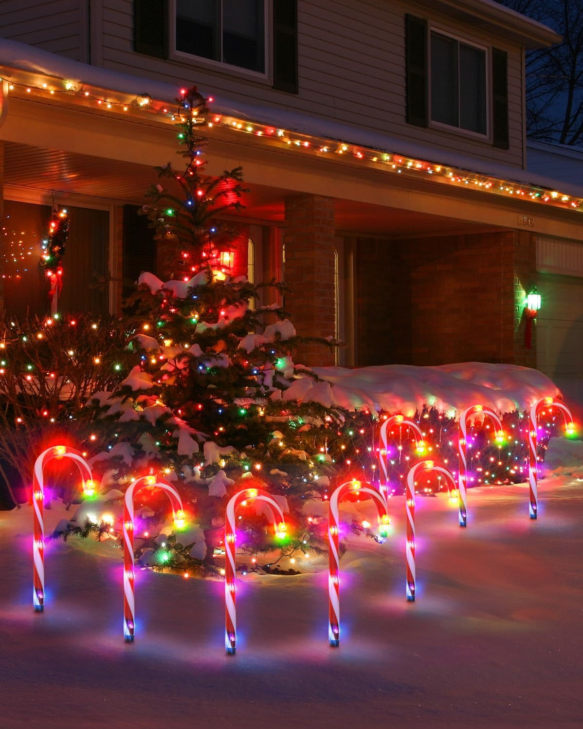 Set of 12 Smart Christmas Candy Cane Pathway Lights with Programmable ...