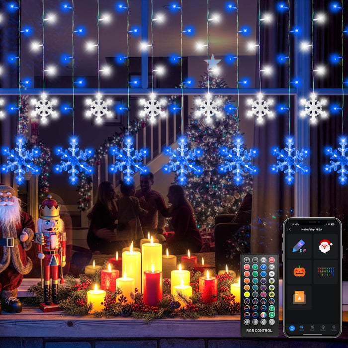 16-ft/33-ft Smart Christmas Snowflake Icicle Lights with Programmable RGB Fairy Lights
