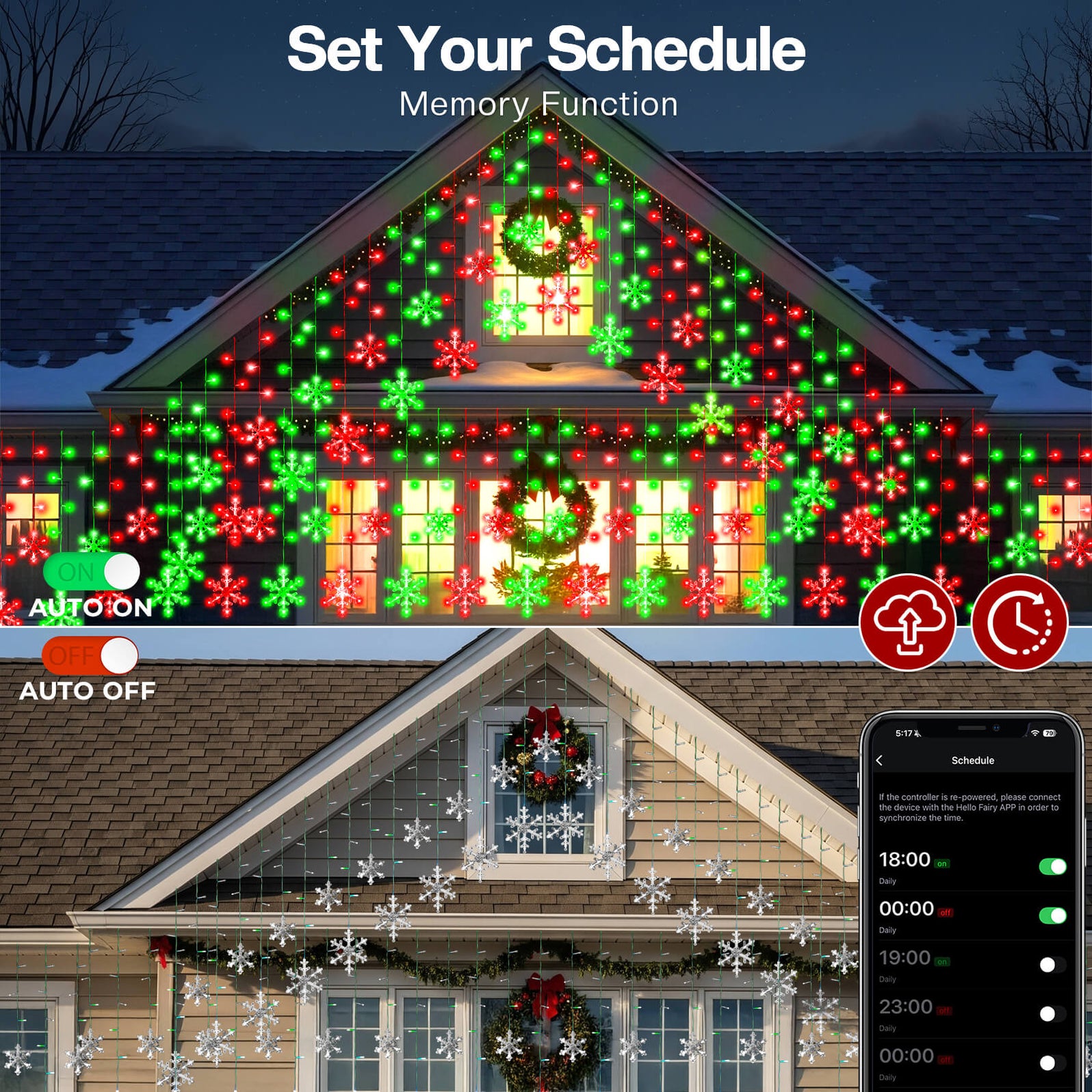 Smart Christmas Snowflake Icicle Lights, APP Remote Control 16 Million