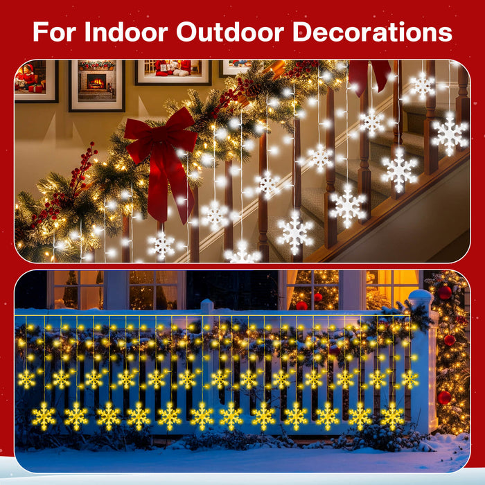 16-ft/33-ft Smart Christmas Snowflake Icicle Lights with Programmable RGB Fairy Lights