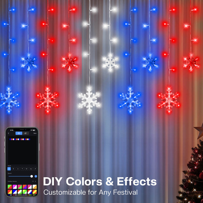 16-ft/33-ft Smart Christmas Snowflake Icicle Lights with Programmable RGB Fairy Lights