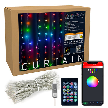 Curtain String Lights 6 Strips 96 LEDs 3 x 5 FT