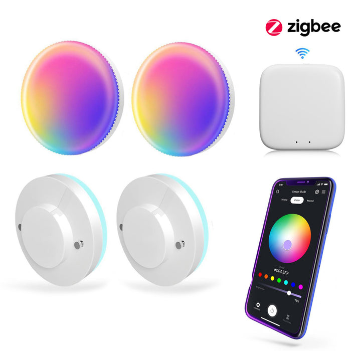 Smart WiFi/Zigbee GX53 Color Changing Light Bulbs Dimmable 540LM 6W - 4Pack