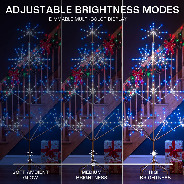 6FT Smart Pre-lit Programmable RGB Firework Tree Lights Color Changing DIY App-controlled