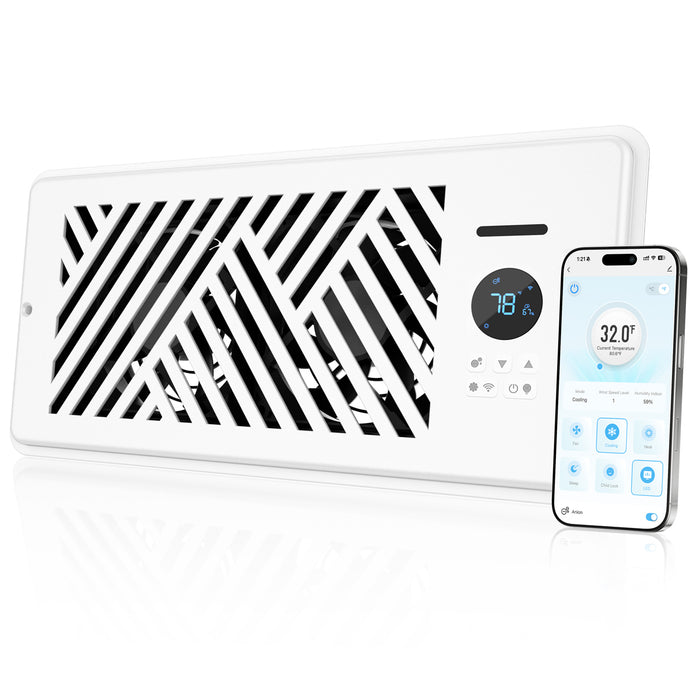 Smart Register Booster Fan 4"x10" APP Remote Control Works with Alexa & Google Assistant