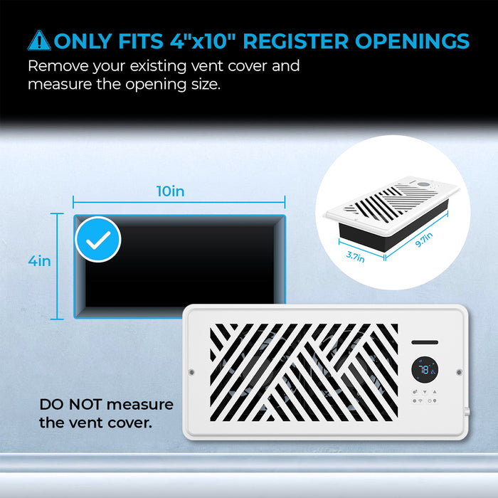 Smart Register Booster Fan 4"x10" APP Remote Control Works with Alexa & Google Assistant