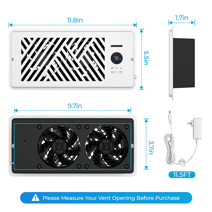 Smart Register Booster Fan 4"x10" APP Remote Control Works with Alexa & Google Assistant