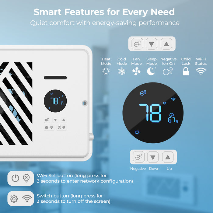 Smart Register Booster Fan 4"x10" APP Remote Control Works with Alexa & Google Assistant