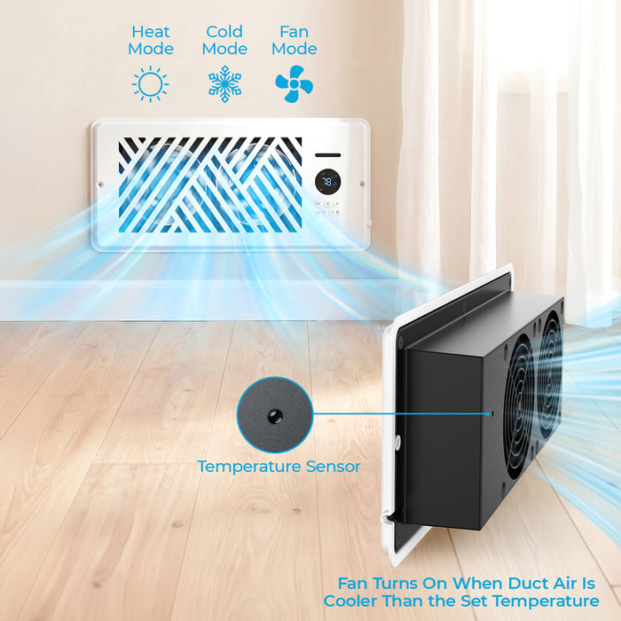 Smart Register Booster Fan 4"x10" APP Remote Control Works with Alexa & Google Assistant